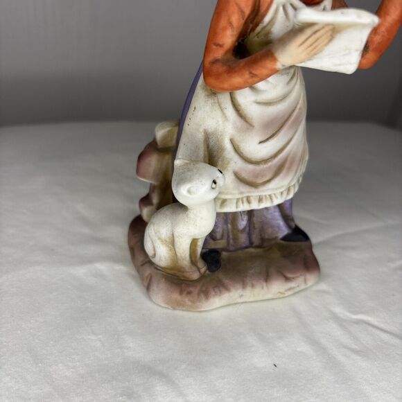 Vintage Collectable  Figurine of Old Woman Holding Papers in Front of a Cat - Picture 5 of 8